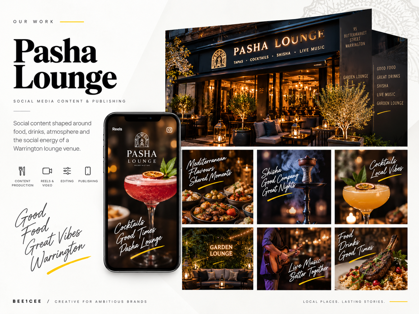 Pasha Lounge social media content portfolio presentation